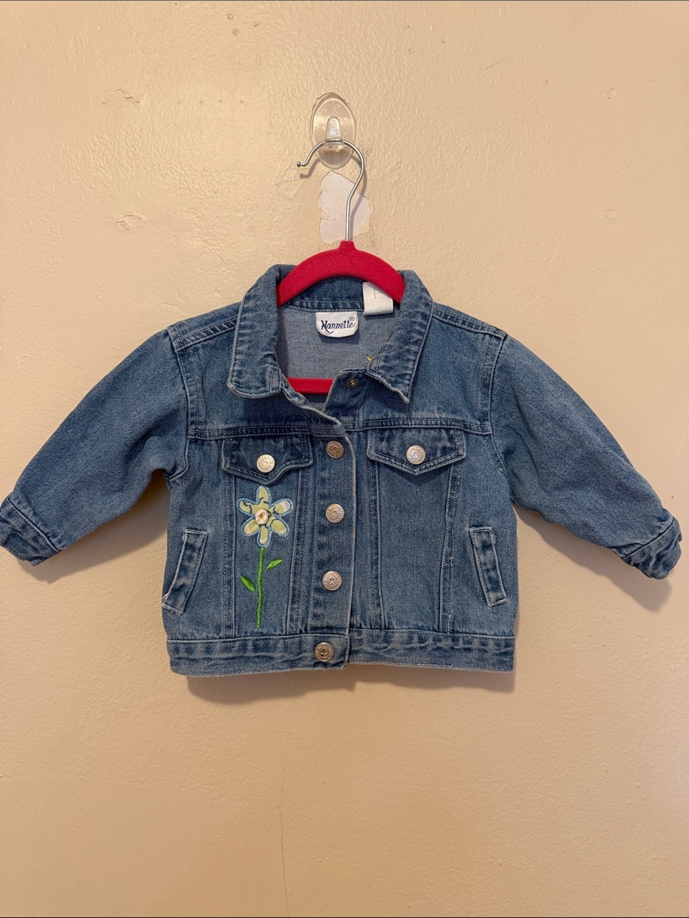 Nannette Light Blue Denim Jacket with Floral Patch
